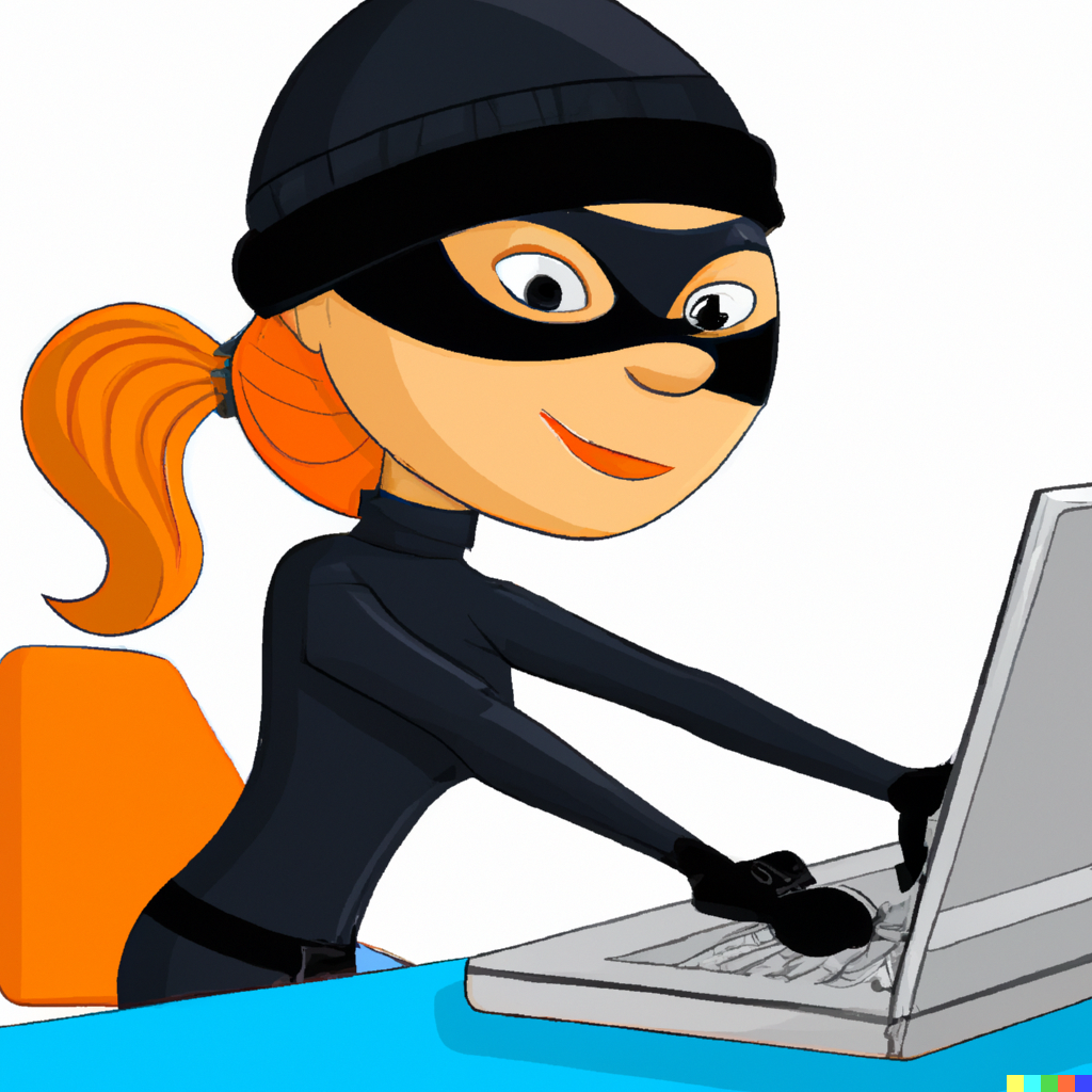 Cybersecurity Attacker working on laptop